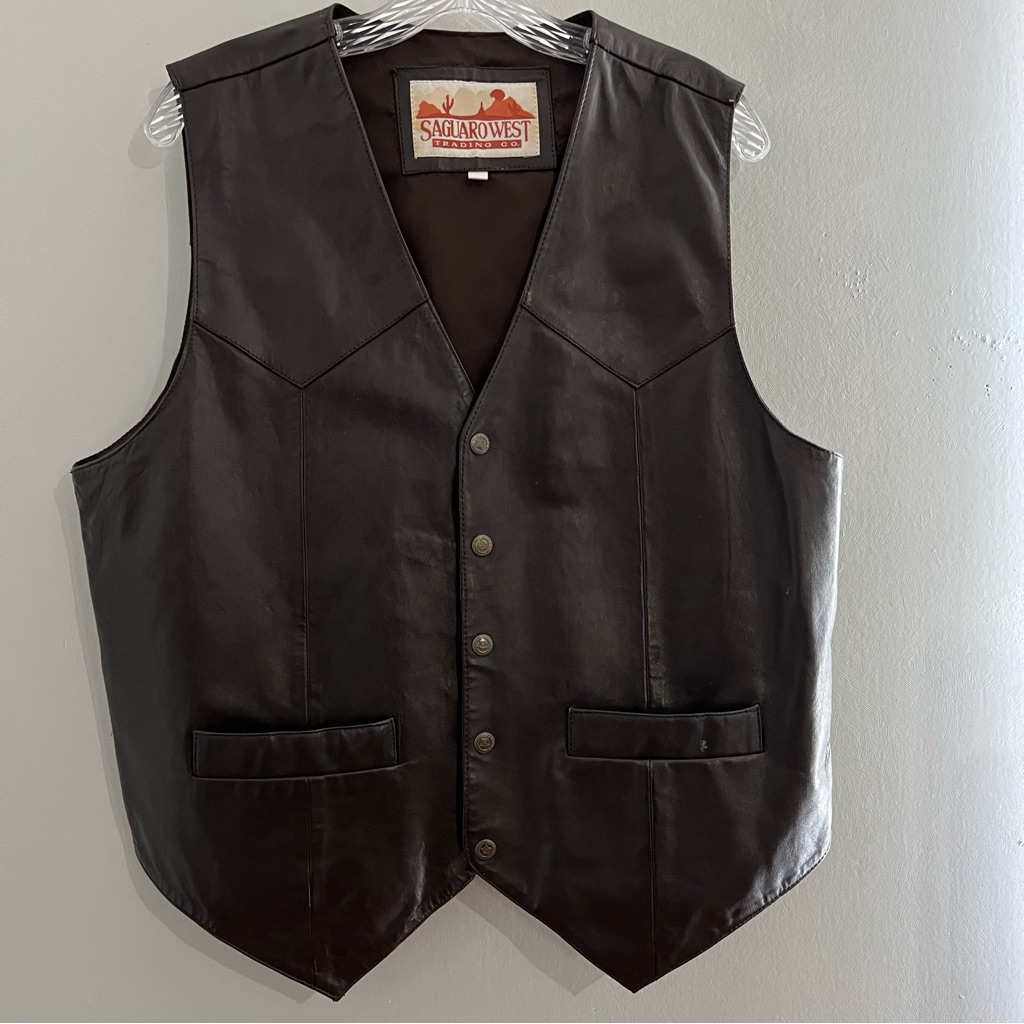 Saguaro West Trading Company Leather Snap Down Vest | Men’s Size Large